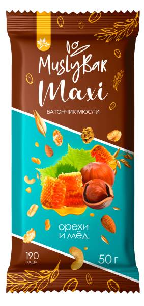 Изображение товара Батончик мюсли MuslyBar Maxi Орехи Мед 50г Батончик мюсли MuslyBar Maxi Орехи Мед 50г фотография